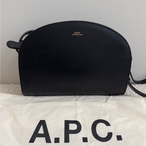 A.P.C. Handbags - APC Half Moon Shoulder Black Bag